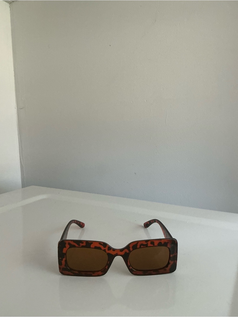 Tortoiseshell Rectangular Women's Sunglasses - Brown Lenses